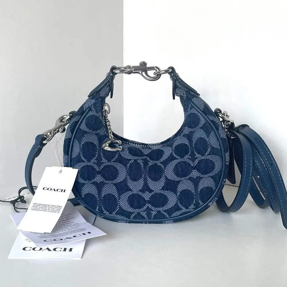 Coach Jonie Bag CAO04 Signature Denim Deep Blue Multi Crossbody Wristlet